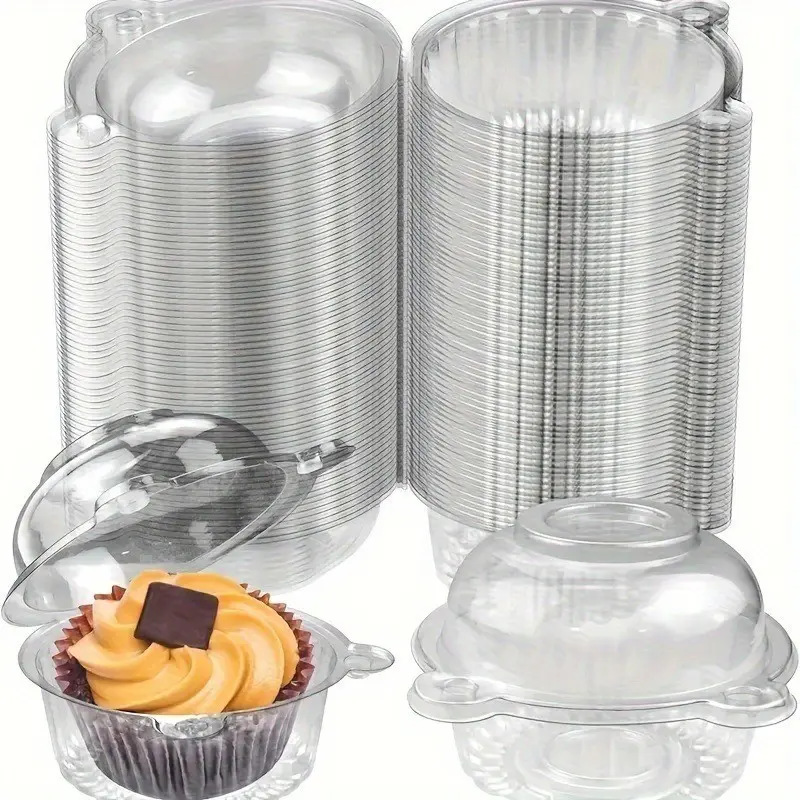 100pcs Cute Cat Shape Transparent Dessert Boxes, Disposable Paper Cupcake Containers with Round Lids, Ideal for Home Bakers and Parties, Premium Cake Box, Baking Accessories, Home Baking Supplies