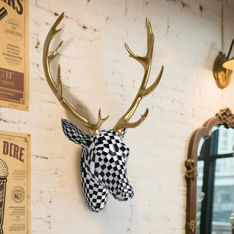 Modern Mosaic Deer Head Wall Hanging Art, Decorative Hanging Piece, Resin Sculpture for Living Room, Office, Cabin, Lightweight Elegant Home Decor Items, interior wall decor, animal decorations, Decoration
