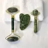 3 Piece Jade Roller & Gua Sha Set, Manual Beauty Tools At Home Facial Self Care Tool Facial Beauty Instrument Facial Care Tool for Face Eye Neck Forehead, No Fragrance, Mother's Day Gift