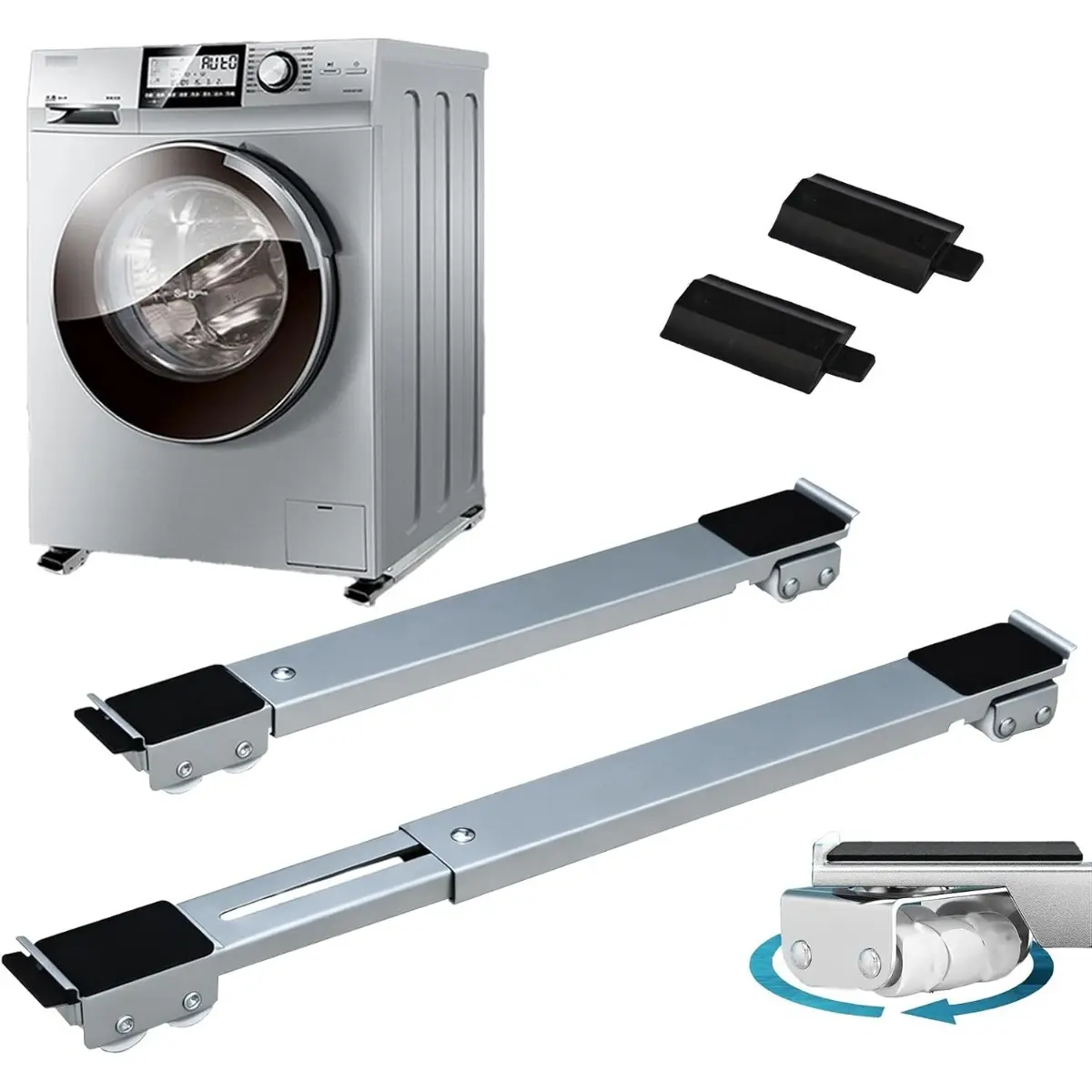 Heavy Duty Adjustable Universal Rolling Base Appliance Dolly With Caster Wheels For Washer Dryer Refrigerator Home Kitchen Laundry Household Hardware Accessory
