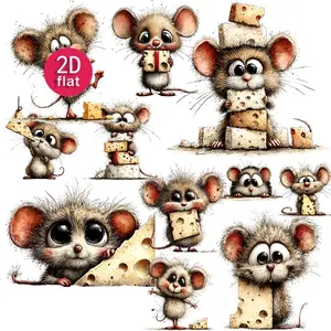 Cartoon Mouse Sticker Decorative Painting 2D Flat Cute Animal Pattern Wall Stickers 4-7cm 20pcs Designs Home Decor Items