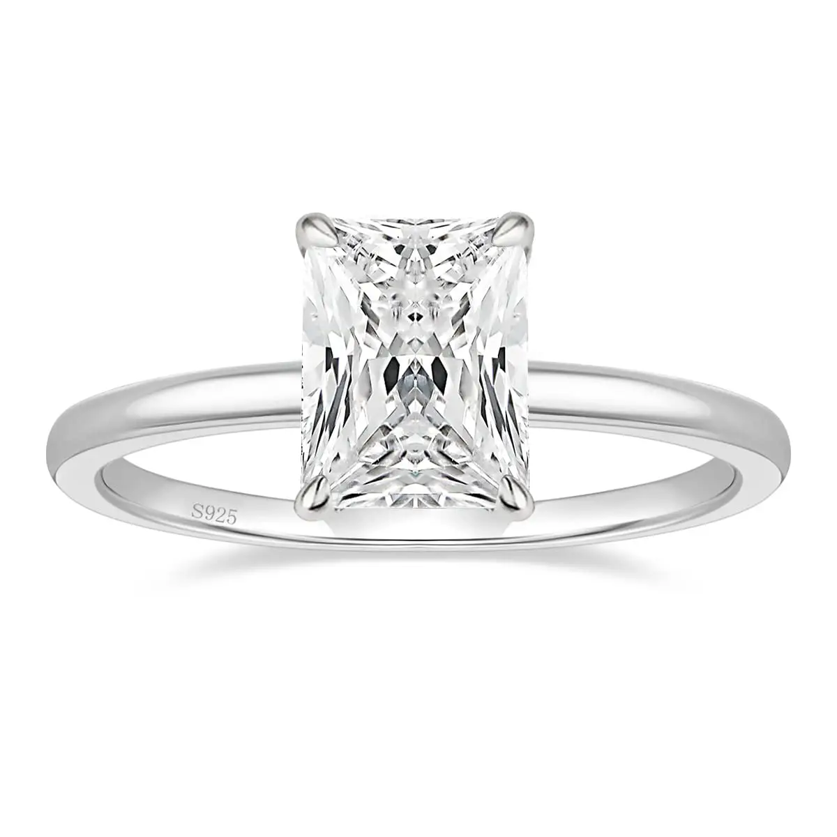 EAMTI 3CT 925 Sterling Silver Engagement Rings Radiant Cut Solitaire Cubic Zirconia CZ Wedding Promise Rings for Women