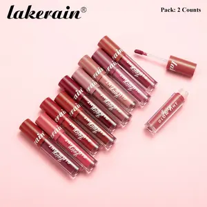 Lakerain 2 Counts Watery Glossy Lip Tint, Long-Lasting Hydration, Transfer-Proof & Color-Locking, Create a Plump, Dewy Glass Finish, Ten Shades Available, Gentle Formula, Smooth Texture, Nonstick Lipgloss