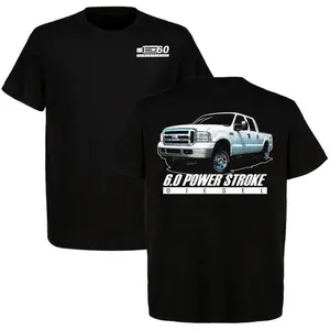 Ford 6.0 Power Stroke OBS Truck T-Shirt Men’s Cotton Short Sleeve Car Graphic T-Shirt Casual Menswear - Shades for Everyone - His and Hers Fashion