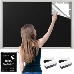 Blackout Window Cover,157" x 57" Portable Ttravel Blackout Shades for Window, No Drill Temporary Cuttable Blackout Curtains for Bedroom, RV, ,Media Room,420D Fabric, 30 Loop Tapes