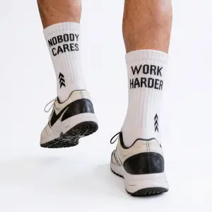 Nobody Cares Work Harder Gym Socks | Motivational Workout Crew Socks | Athletic Training Socks for Gym, Squat, Deadlift, Fitness Gift Crewsocks