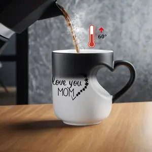 1pc I Love You Mom Heart Color Changing Coffee Travel Mug | Perfect Mother's Day Gift Cup Travel Coffee Mugs