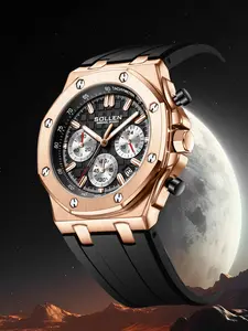 SOLLEN Men's Sports Tactical Chronograph Watch - Large Dial, Date & Multifunction Quartz, Water-Resistant Silicone Strap, Gifts for Birthdays (BF/Husband)/Valentine's/Father's Day/Weddings - 712