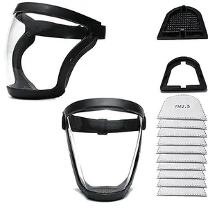 Anti-Fog HD Clear Transparent Face Shield Mask - Full Protection with Adjustable Drawstring, Durable Plastic for Outdoor Activities, Windproof & Dustproof, Replaces Safety Glasses, Outdoor Eyewear, Highclarity Material