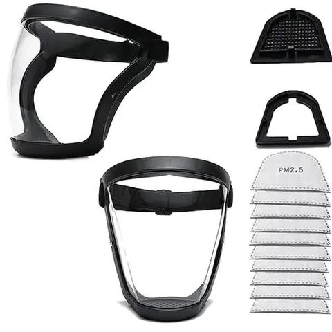 HOXEZU Anti-Fog HD Curved Lens Face Shield Mask - Unisex One Size Protective Eyewear, Adjustable Strap, Durable Plastic, Windproof, Dustproof, Reusable Comprehensive Protection Easy-to-Use Safety Gear for Outdoor Activities