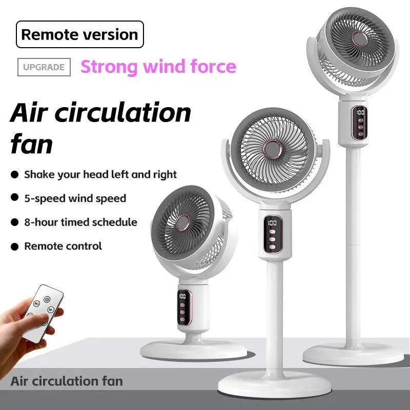 F1 USB-Powered Rechargeable Wireless Pedestal Fan with Remote Control, 3-Speed Wind, 3 Height Adjustments, 150° Rotation, 350° Swivel Base, 4000mAh Built-in Li-ion Battery, for Home & Office Use