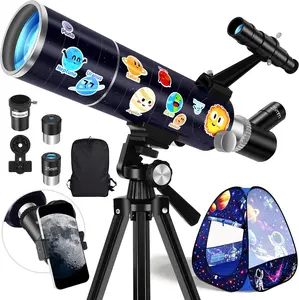 80mm Aperture 500mm Refractor Telescope for Beginners, Portable Stargazing Telescope & Moon Viewing Astronomy Kit with Tripod, Phone Adapter, Backpack & Pop-Up Tent