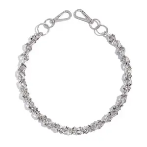 Gender-Neutral Edgy Punk Decorative Chain Keychain D01747MT1 - Silver Zinc Alloy, Rhinestone, Acrylic Beads, Lobster Clasp, Round Retro Fashion Accessory, Festival Inspired, Ideal for Daily Use & Special Occasions, Decorative Chain Keychains, Edgy Punk Ke