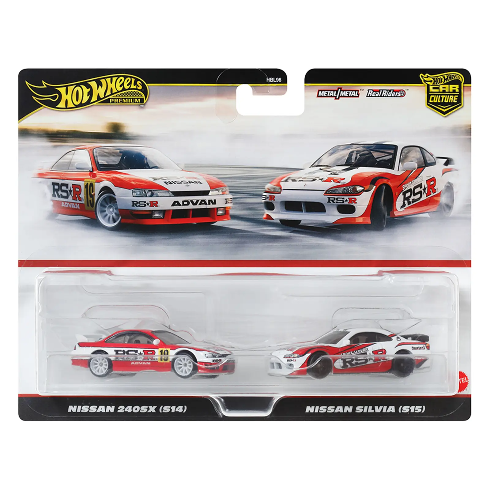Car Culture Premium 2-pack Nissan 240SX (S14) / Nissan Siliva (S15), 1/64 Scale, Diecast Model Car