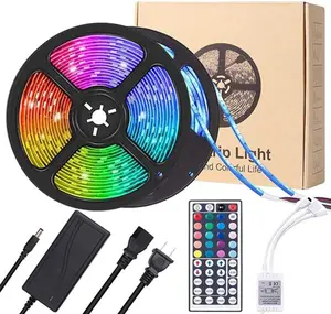 LED Strip Lights 32.8ft, Color Changing LED Lights for Bedroom, Kitchen, Cabinet Decoration, with 12V Power Supply and Key Remote