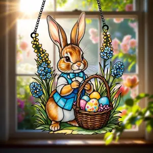 Bunny Stained Acrylic Premium Suncatcher Easter Rabbit Window Hanging