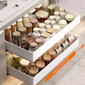 1pc Multifunctional Extendable Slide-Out Storage Rack - Pull-Out Organizer Basket for Under Sink, Spice Rack & Kitchen Cabinet Drawer, Anti-Slip Durable Shelf with Scratch-Resistant Design