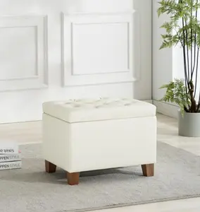 24" Tufted Storage Ottoman with Hinged Lid