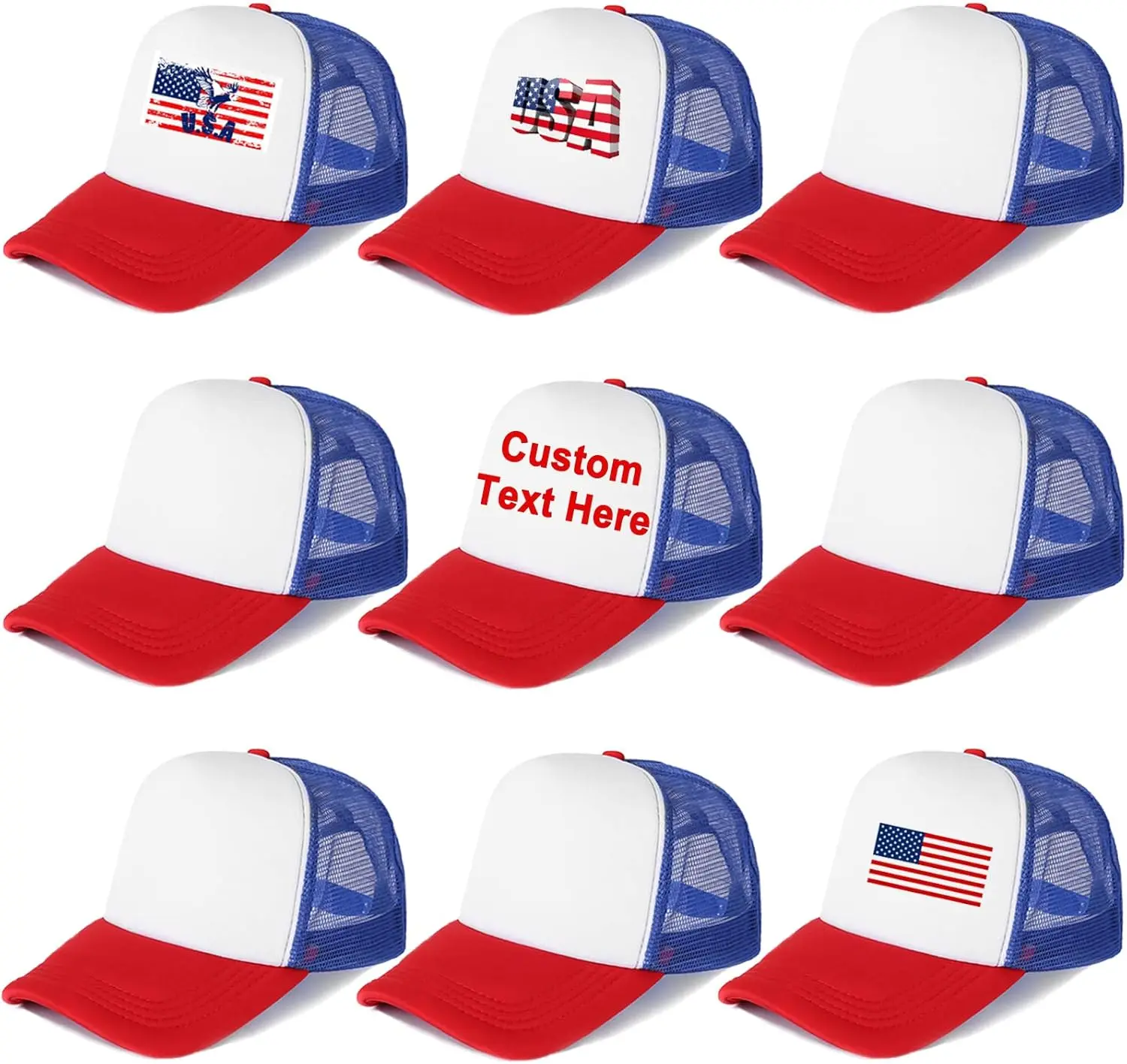 9 Pack Sublimation Blanks Baseball Cap Adjustable Polyester Mesh Cap Trucker Hats for Adults Kids YouthGift..