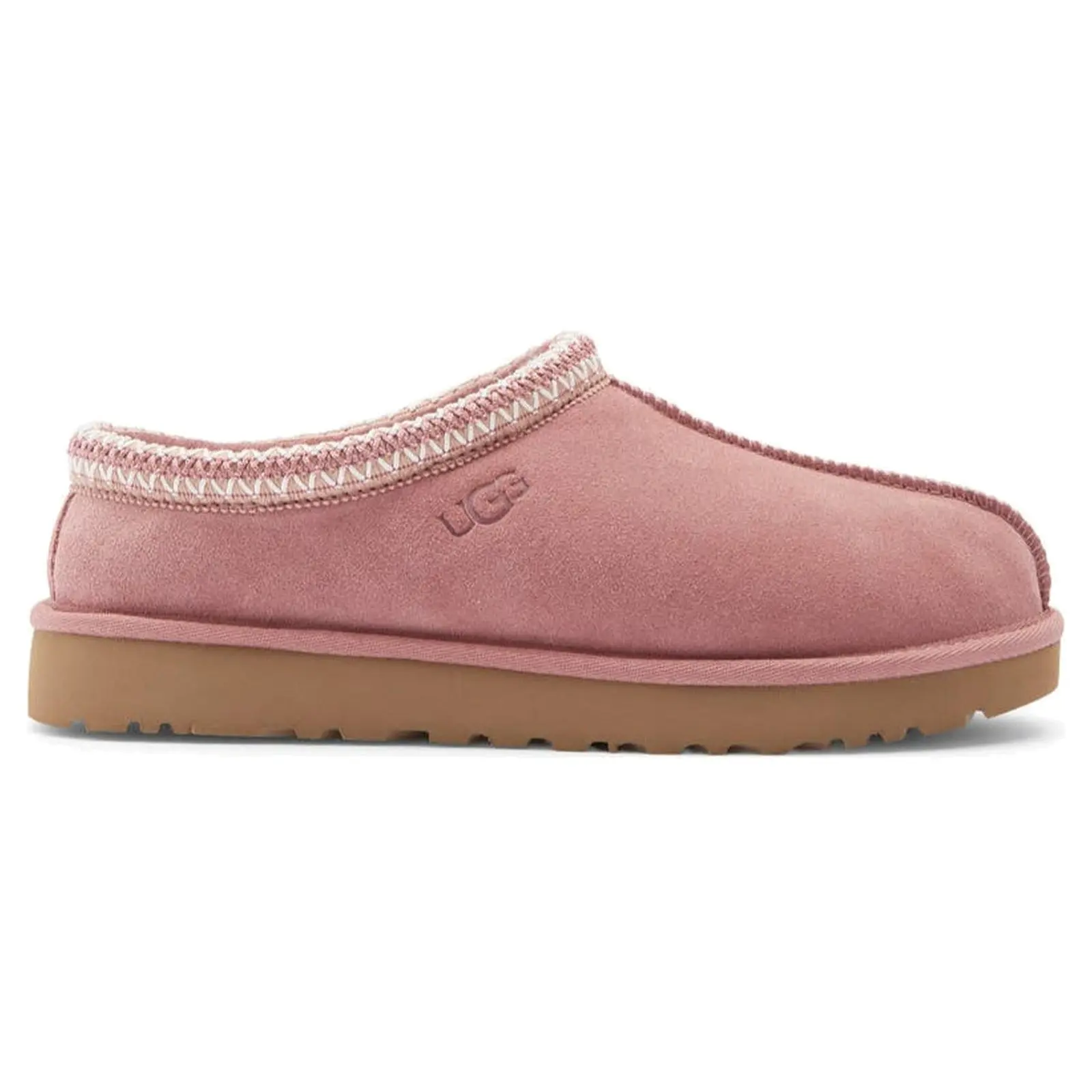 UGG Women's Tasman II Slipper in Pink Dawn, Warm & Comfortable Fuzzy Suede Slip On with Braided Trim for Casual Wear, Footwear