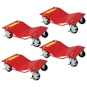 Car Dolly Set of 4, 6000LBS Heavy Duty Wheel Dolly Set for Moving Cars, Car Mover Wheel Dollie Cart Moving Cars, Trucks, Trailers, Motorcycles, Dirt Bike, Red
