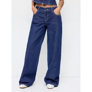 Cider Denim High Rise Metal Detail Wide Leg Jeans