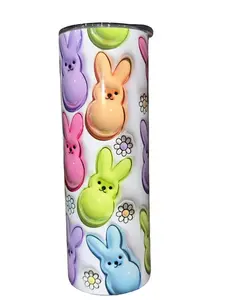 3D Puffy "Look" - Bunnies - 20oz oz 20 oz. 20oz. - Skinny Straight Sublimation Tumbler - Amy's Tumbler Junkies - Your Favorite Tumbler Shop!