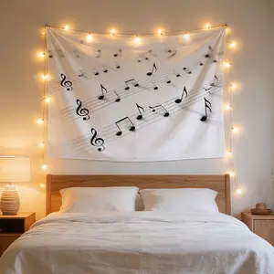 Linen Cloth Musical Score Notes Tapestry - Stylish Hanging Home Decor Gift, Ideal for Bedrooms, Perfect as a Mother's Day Gift