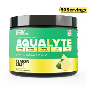 PowerVance AquaLyte Electrolytes Powder, 1000mg Sodium, 400mg Potassium, 100mg Magnesium + Vitamin C - Sugar Free Keto Electrolyte Drink Mix, Zero Calories, Stevia Sweetened, Lemon Lime - 50 Servings Daily Supplement Pack Energy Supplement