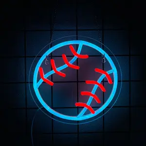 Baseball Neon Sign for Wall Decor, Powered by USB Baseball Neon Light for boys 8-12, Sports Light Up Sign, LED Neon Sign for Living Room Bedroom Teenager Man Cave College Club Shop Decor