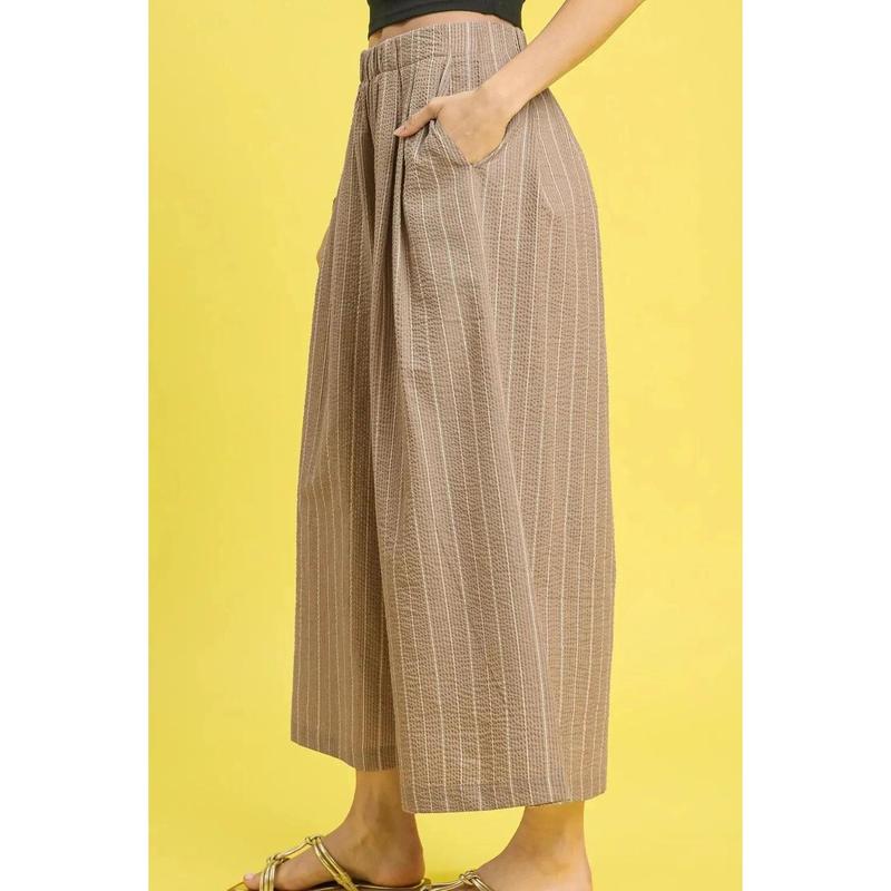 Umgee Pinstripe Crop Palazzo Pants