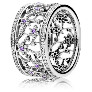 PANDORA Forget Me Not Ring - Purple & Clear CZ 190991ACZ-50