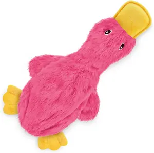 Best Pet Supplies Interactive Squeaky Dog Chew Toy Crinkle Duck Light Pink Large Durable Chew Toy for Small Medium & Large Dogs Fetch Lovers