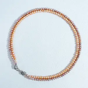 TK194-48 4-5mm Non-nucleated Orange Pearl Necklace Fresh Water Pearls from China Elegant and Durable Jewelry for birthday/anniversary/holiday /retirement/ graduation presents