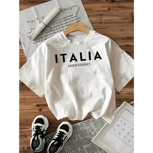 Women's Vintage Casual Short Sleeve Crew Neck T-Shirt, Italia T-Shirt, Women's Retro Graphic Tee, Trendy Gift T-Shirt, Everyday Wear, Unisex Funny Cotton Tshirt, Top Womenswear Streetwear