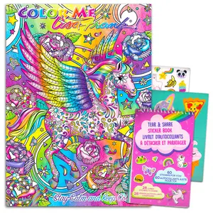 Lisa Frank Coloring Book for Adults Relaxation Set ~ Advanced Lisa Frank Adult Coloring Book with 50 Stickers (Lisa Frank Bundle)