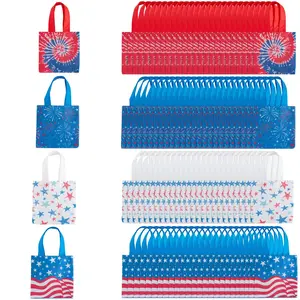 6" x 6" Mega Bulk 100 Pc. Patriotic Mini Nonwoven Tote Bag Assortment