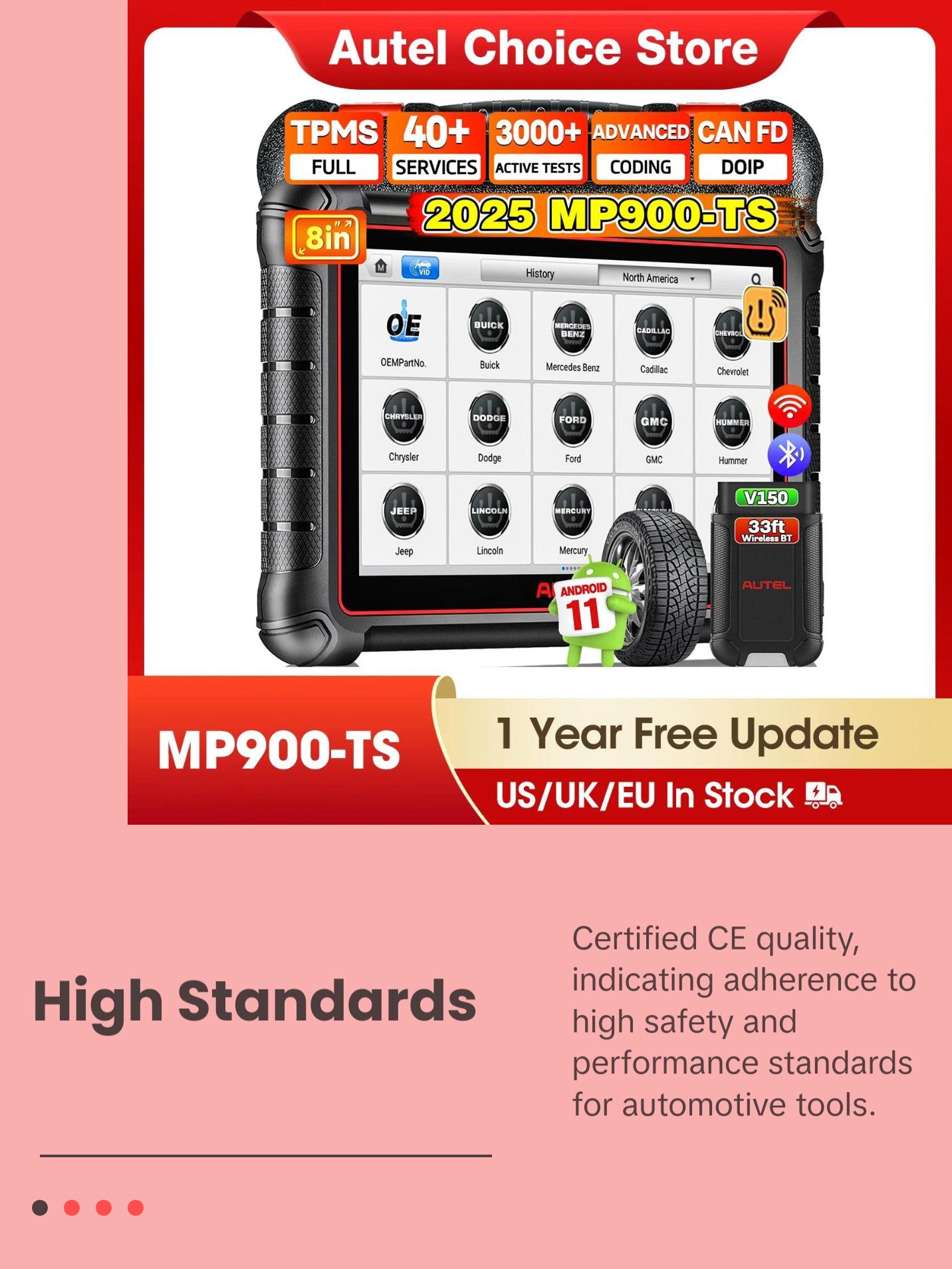 Autel MaxiPRO MP900-TS Auto TPMS Diagnostic Tools Car OBD2 Scanner Programming ECU Coding Active Test CAN FD/DoIP PK MP808BT