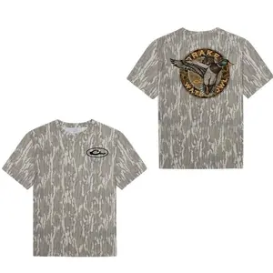 DRAKE FOWL DUCK HUNTING Collection Tee - Camo T-Shirt Unisex Outdoor Tee in Bottomland Camo Ultra Soft Breathable Cotton for All Day Comfort Perfect for Hiking Camping