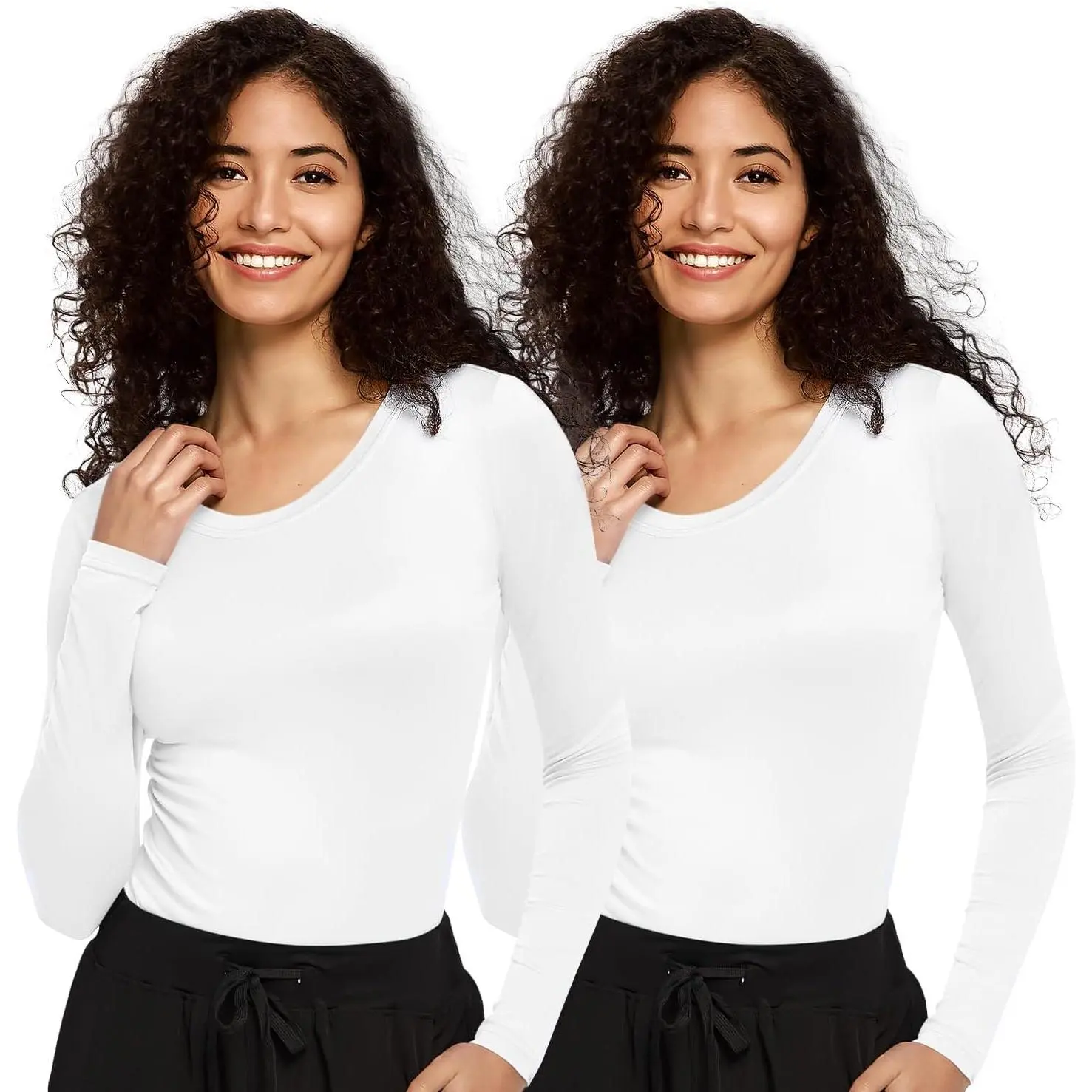 2 Pack Underscrub Long Sleeve Women, Scrubs Undershirts, Crew Neck