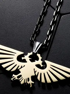 Personalized Eagle Pendant Necklace, High End Necklace, Fashion Leather Cord Neck Chain, Stainless Steel Double Headed Eagle Necklace Unisex Gift Gothic Mystery Jewelry Accessory