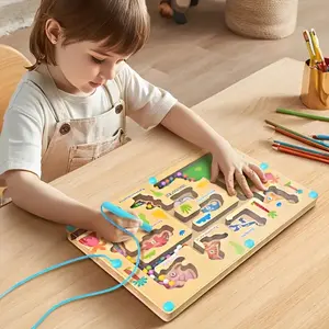Dinosaur Magnetic Wooden Bead Maze, Wood Puzzles, Enhance Hand-Eye Coordination and Math Skills, Educational Puzzle Toy for Halloween, Back-To-School, Thanksgiving, Christmas, Easter Gifts