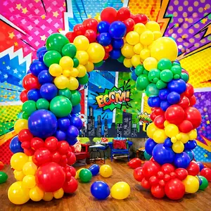 134Pcs DIY Red, Yellow, Green & Blue Balloon Garland Kit for Superhero Birthday or Baby Shower Decor