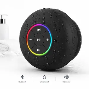 Shower Radios Waterproof Bluetooth Speaker – Mini Rechargeable Wireless Speaker with LED Light for Beach, Shower, and Home water  plus Black Audio outside speakers