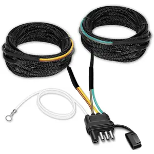 25 Feet 4-Pin Trailer Wiring Harness Kit with Black Nylon Protective Cover, 4-Pin 5-Wire Plug Enhanced Durability - Wishbond Trailer Wiring Kit