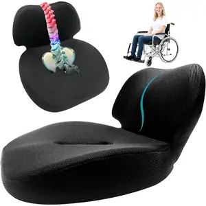 Seat Cushion, Wheelchair,Lumbar&Back,Bed Sore for Butt,Relieve Sciatica,Coccyx for Office Chair, Home - Relieves Pressure,Washable Cover(Black)
