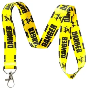 Execucat Lanyard - Yellow Caution Tape (DANGER) Warning - ID Badge Holder & Keychain