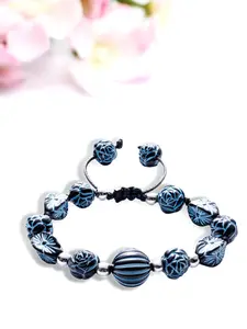 Floral Texture Carved Beads Handwoven Bracelet, Vintage Fashion Blend, Adjustable Unisex Jewelry, Casual Daily Wear Gift