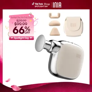 INIA PocketForce Palm-Sized Massage Gun – Portable Deep Tissue Massager with 3000 Percussions/Min, 7mm Stroke Depth & 10 lbs Force, Ultra-Quiet <48dB, 3 Heads & 4 Speeds, USB Rechargeable Travel Companion Gift Set