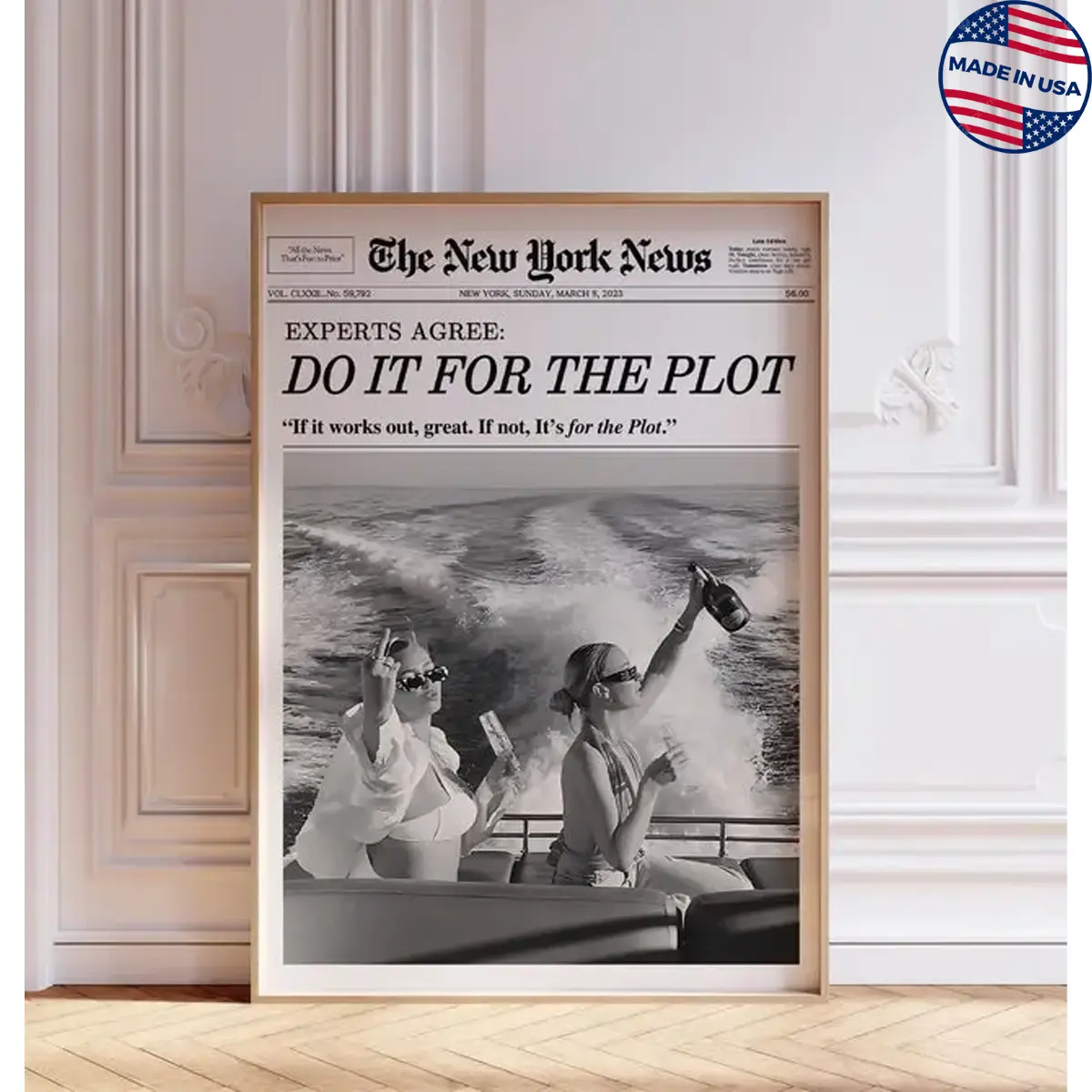 [Canvas Material With Frame] Do It For The Plot Trendy Newspaper Posters, Retro Feminine Posters, New York News, Printable Wall Art, Wall Art Trends